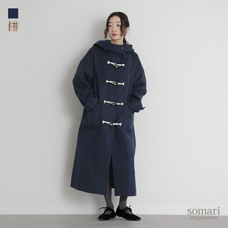 Theory ネイビー フード付きダッフルコート S（ランダムウールダッフル 