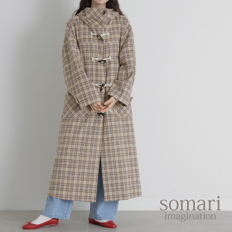somari imaginationスタンドフードロングダッフルコート』