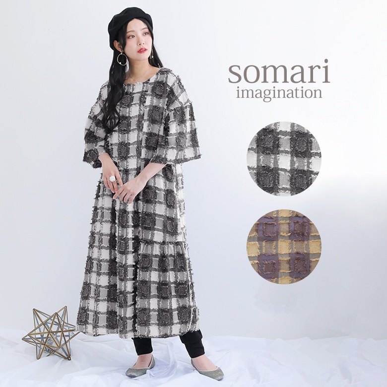somari imaginationカットジャカードティアードワンピース