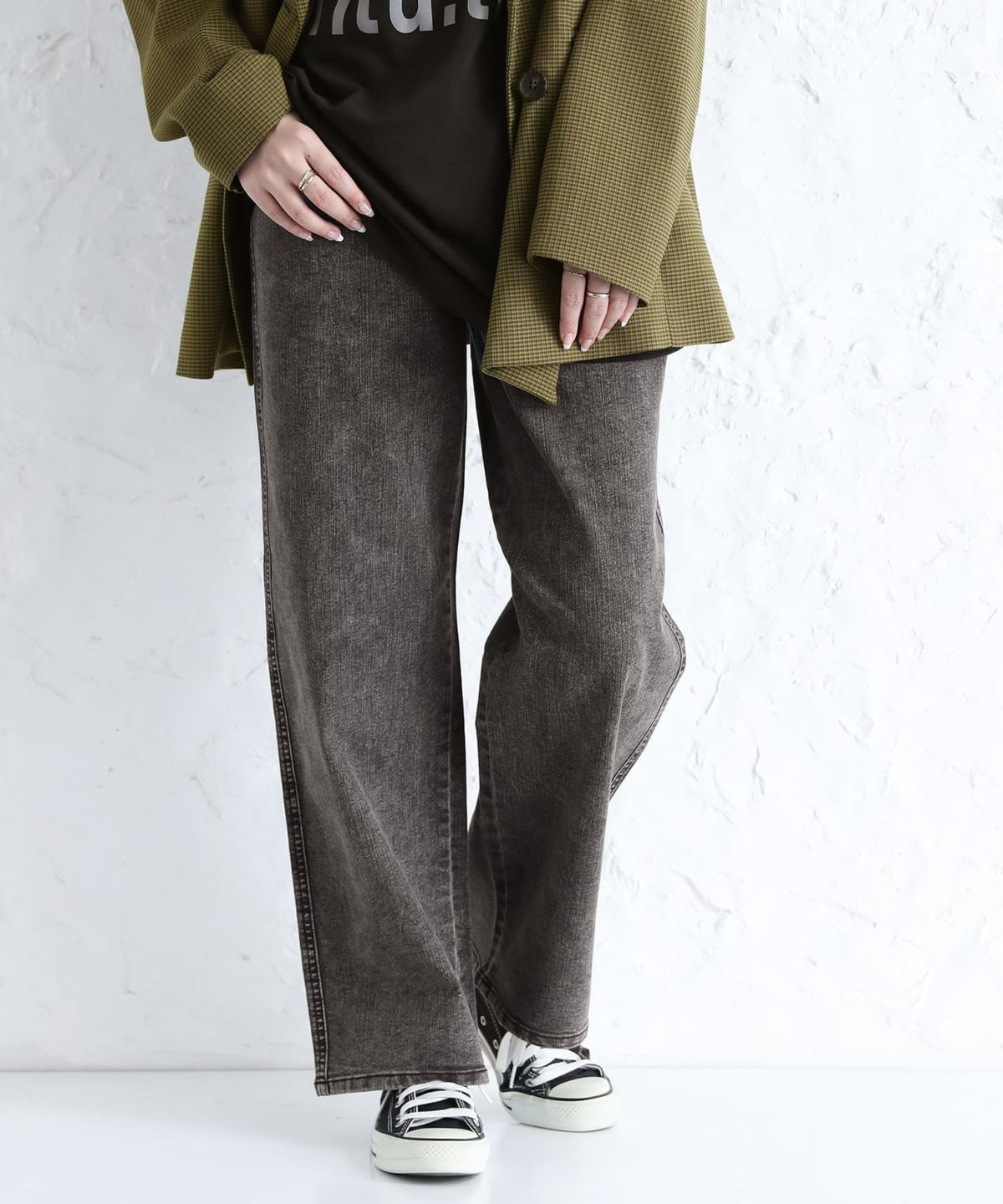ストレッチストレートデニムパンツ【20】 M ユーズドブラック ストレッチストレートデニムパンツ【20】 M ユーズドブラック