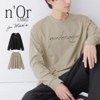 n'OrLABELロゴプリントメンズロングTシャツ