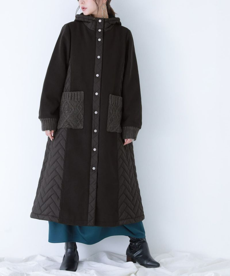 新品タグ付き❤️美品❤️ohga フラワーキルトコート 黒M