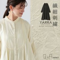 OUKA SELECT ステッチ刺繍ロングシャツワンピース