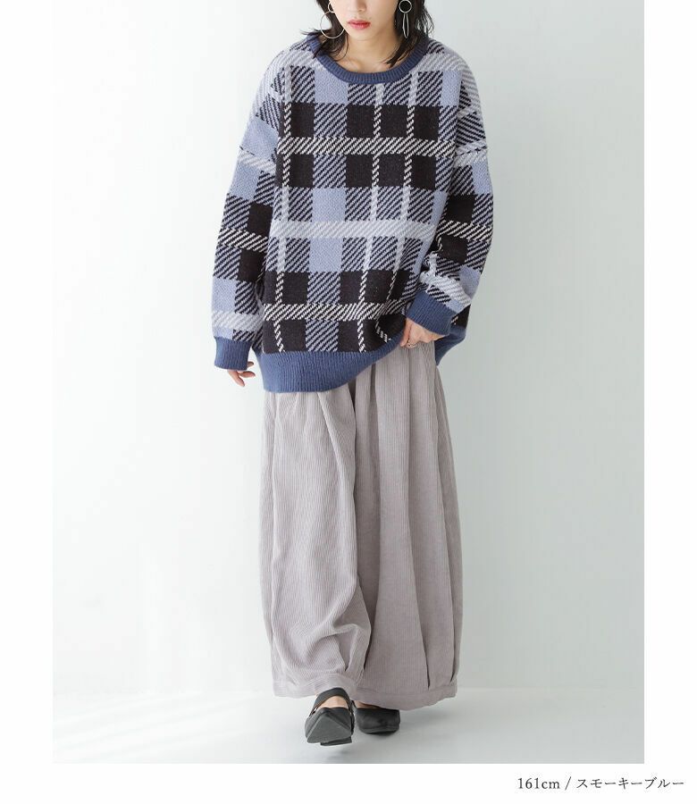 JOIE チェック柄 クルーネック ニット S ジャカード織 osharewalker ニット レディース 秋冬 トップス 長袖 クルー