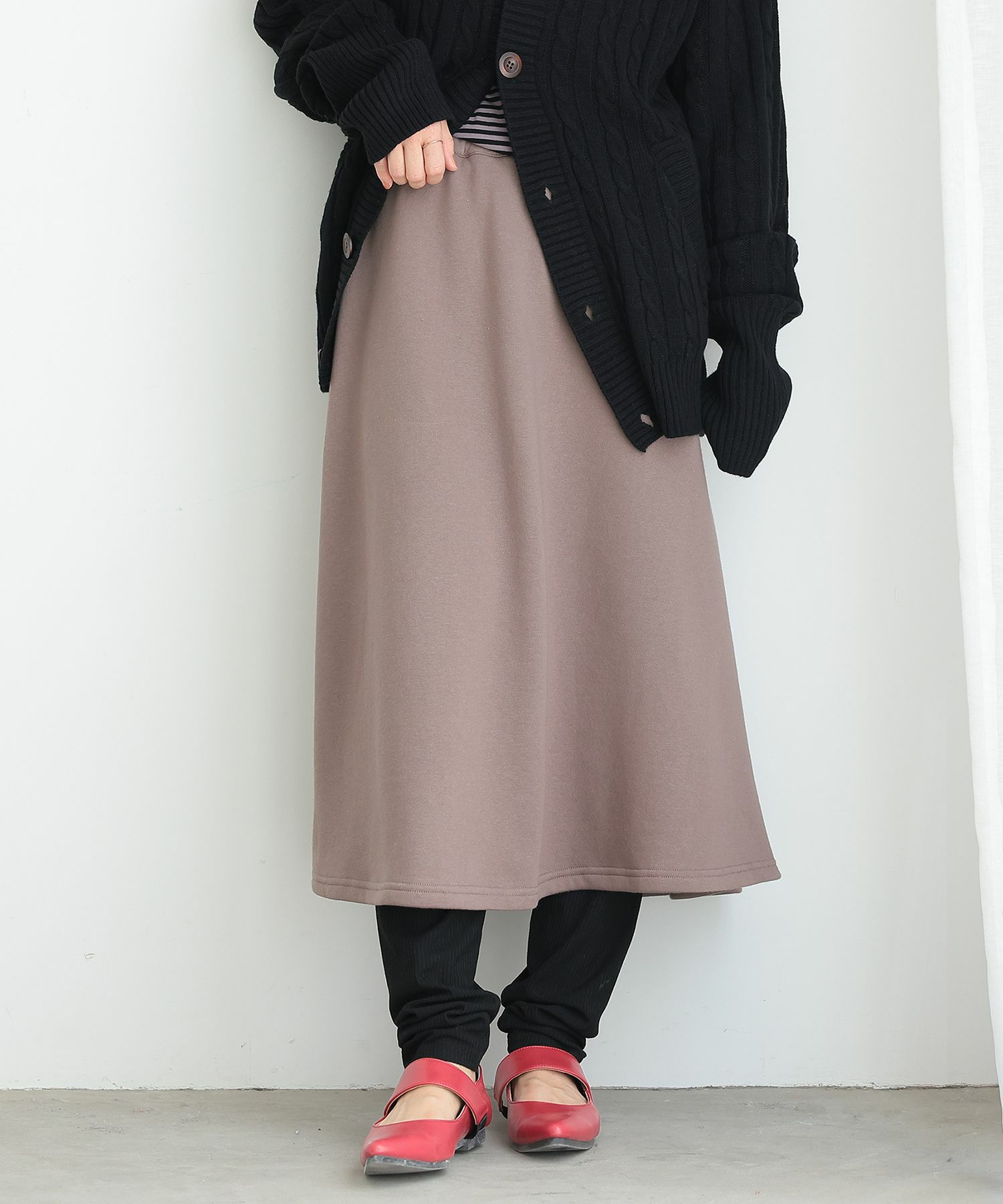 n'OrLABELリブレギンスドッキング裏起毛スカート』