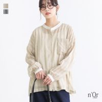nOrLABEL(ノアールレーベル)ストライプ柄クレリックシャツ
