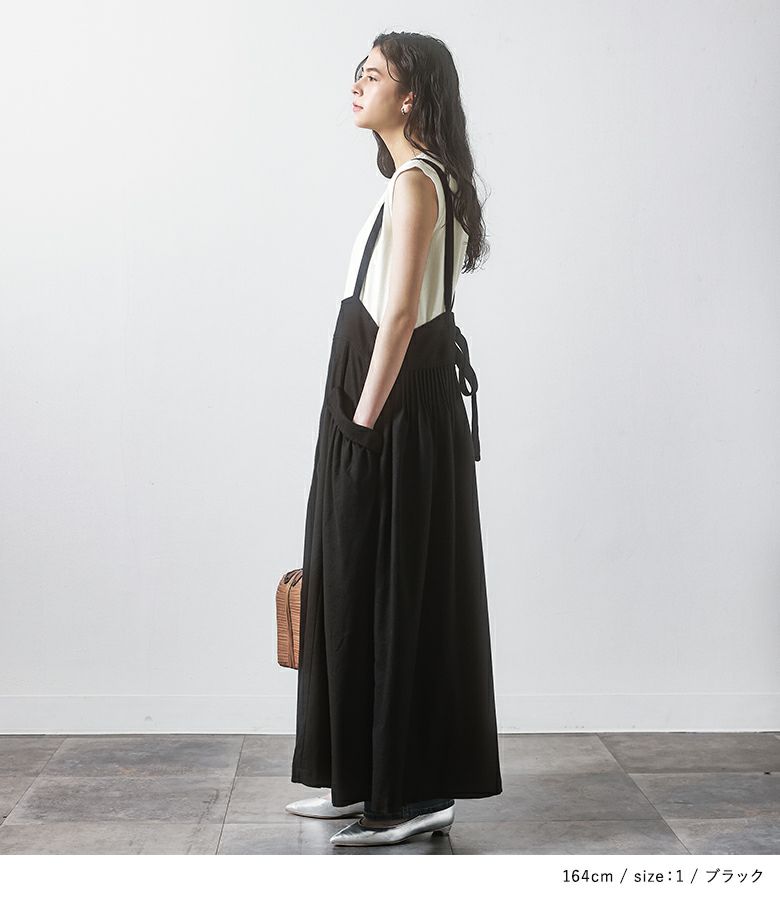 somari imaginationリネン混タックジャンパースカート』