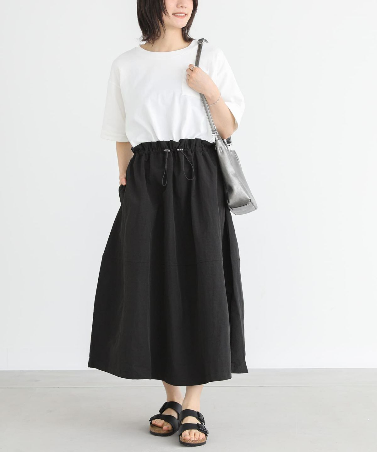 異素材ドッキングドロストワンピース【SALE】 1(M~L) ブラック 異素材ドッキングドロストワンピース【SALE】 1(M~L) ブラック