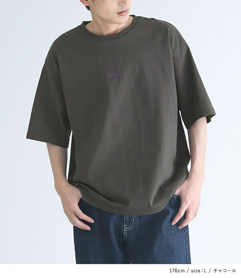 boohoo MAN★半袖 クルーネック バックプリント Tシャツ★花柄★ バックフラワープリント×刺繍Tシャツ』
