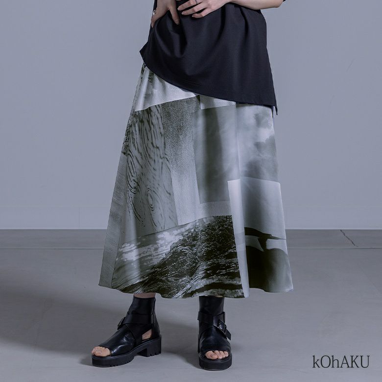 kOhAKU(コハク)オリジナルフォトプリントフレアスカート