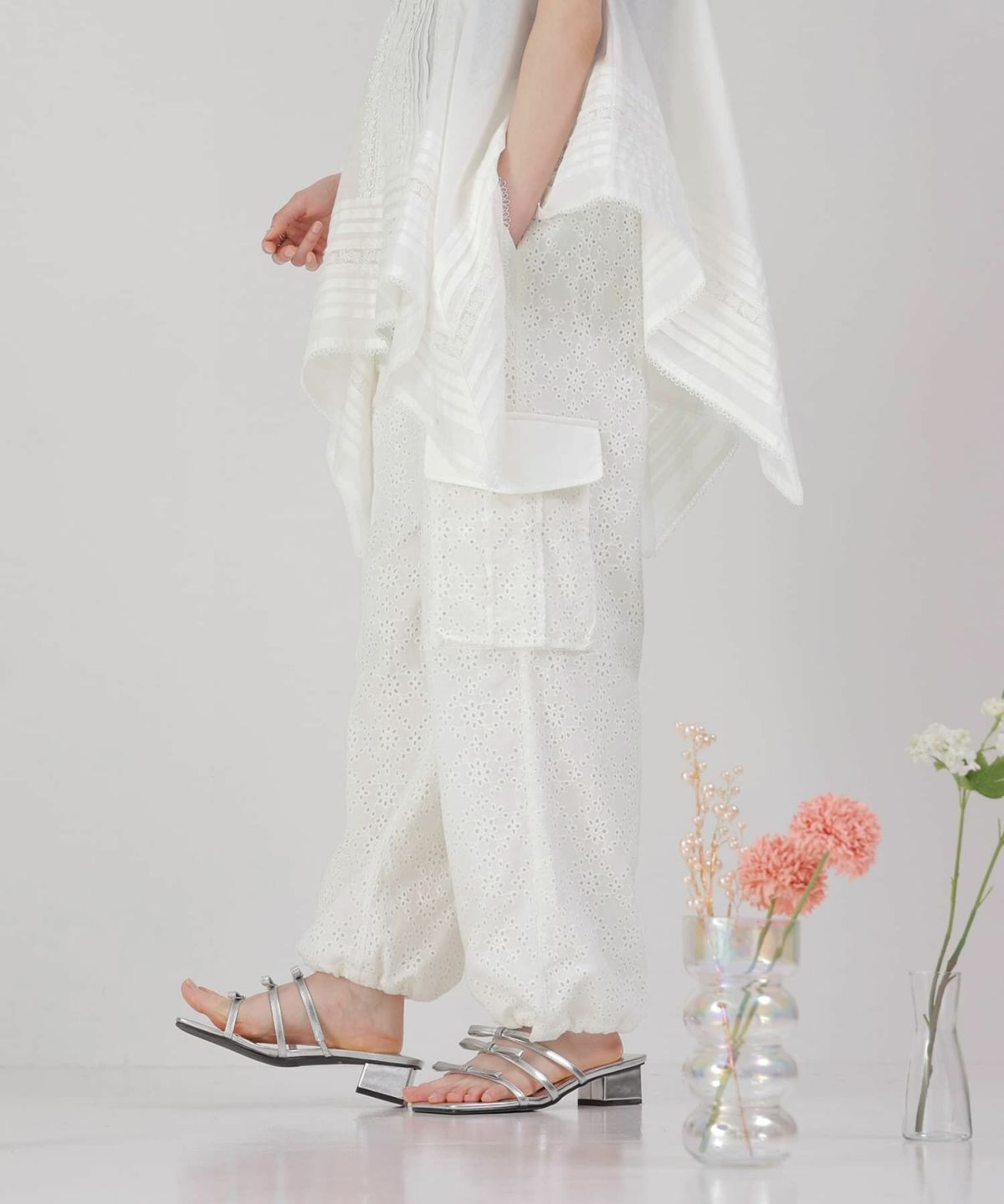 コットンレースカーゴパンツ【30】 1(M~L) オフホワイト コットンレースカーゴパンツ【30】 1(M~L) オフホワイト