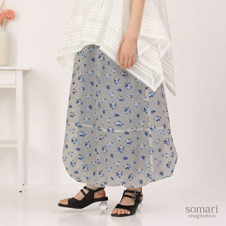 somari imagination(ソマリイマジネーション)花柄シアーバルーンスカート