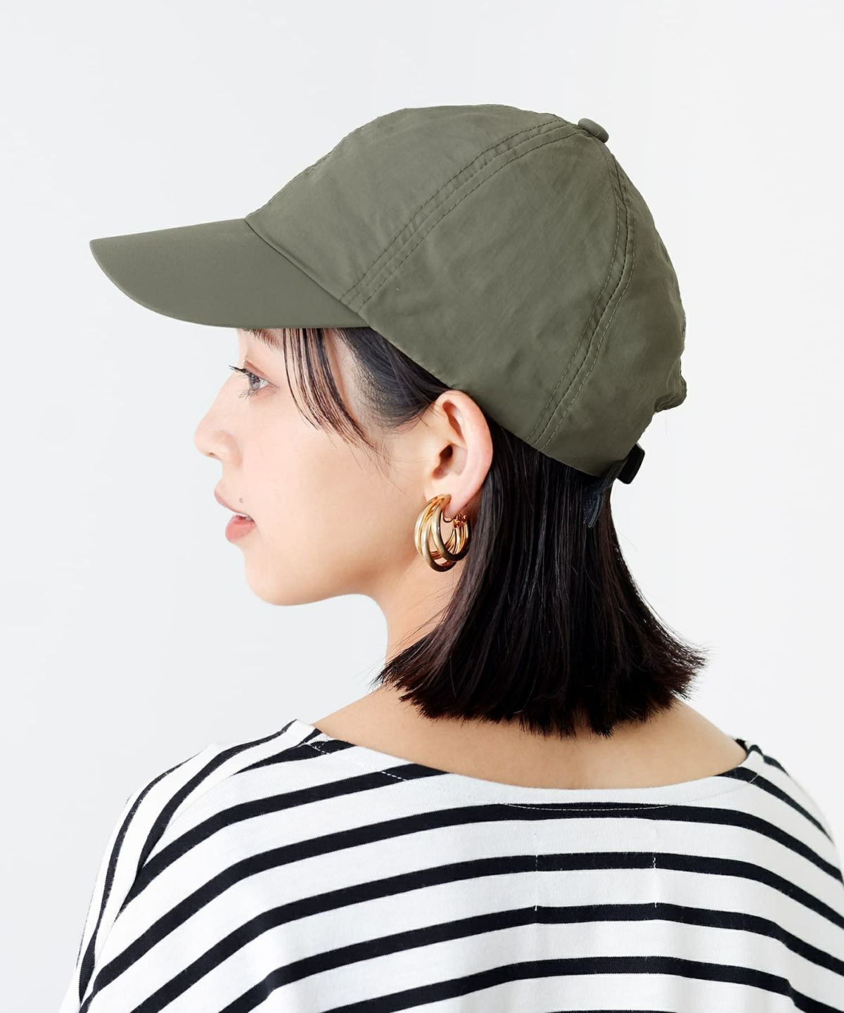 撥水加工付きUVカット深めナイロンキャップ【20】 - カーキ 撥水加工付きUVカット深めナイロンキャップ【20】 - カーキ