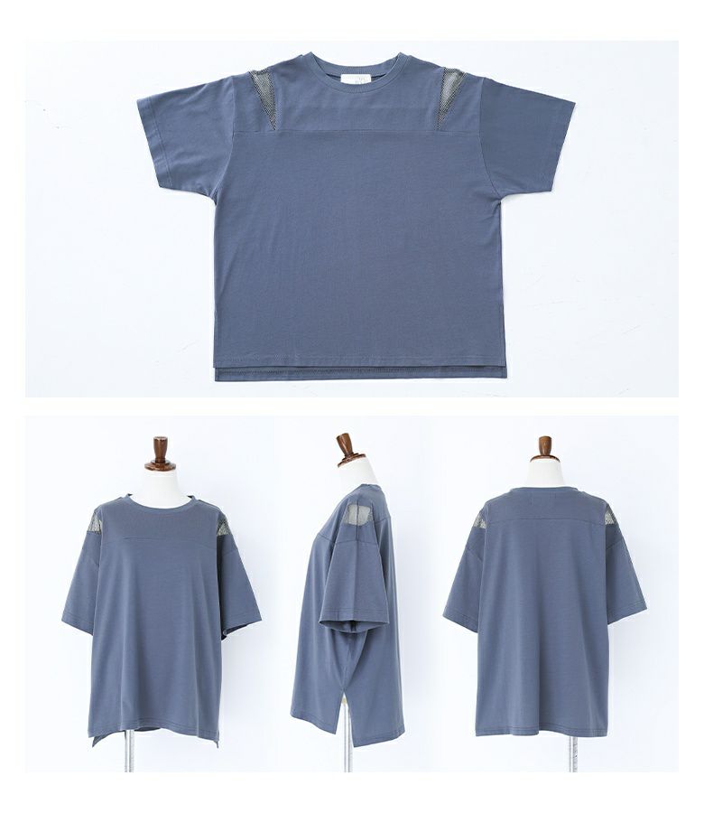 n'OrLABELショルダーメッシュ切替Tシャツ』