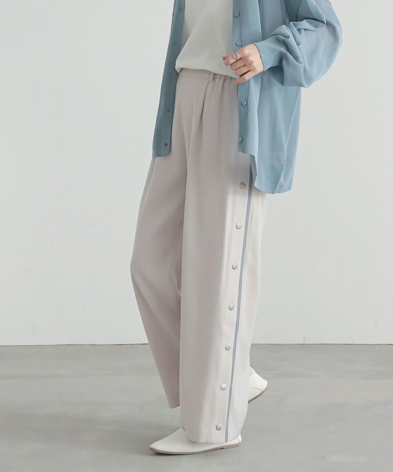 n'OrLABELドットボタン付きサイドライン配色パンツ』