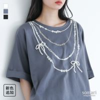 somari imagination(ソマリイマジネーション)フェイクパールリボンTシャツ