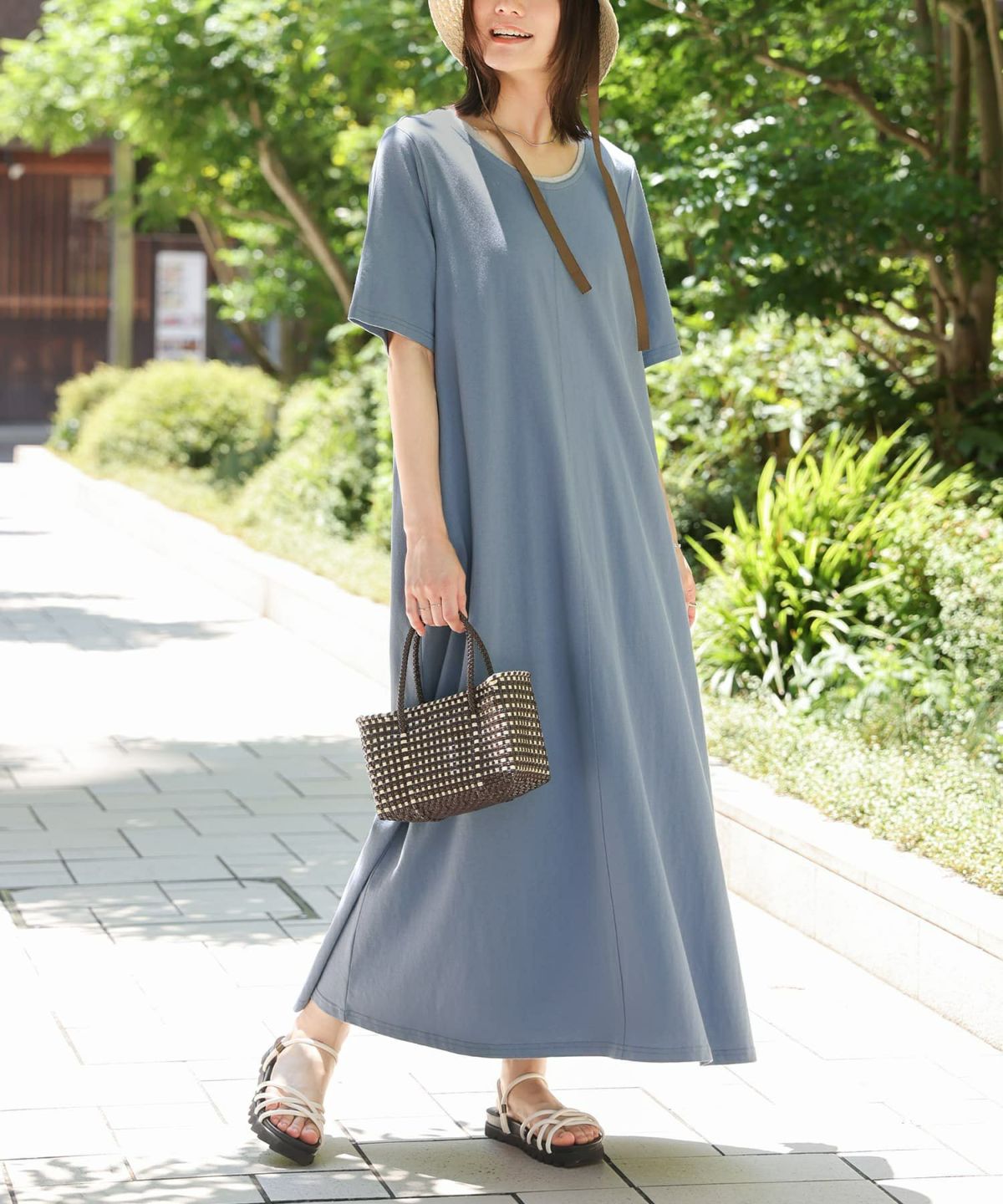 バックリボンワンピース【20】 1(M~L) グレイッシュブルー バックリボンワンピース【20】 1(M~L) グレイッシュブルー