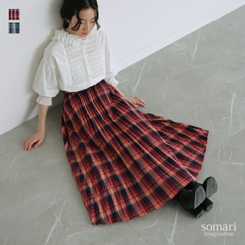somari imaginationチェック柄プリーツスカート