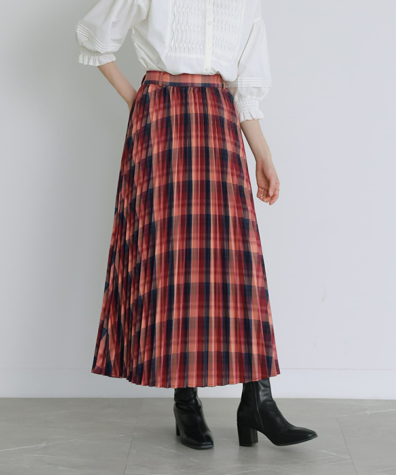 somari imaginationチェック柄プリーツスカート』