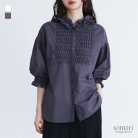 somari imagination(ソマリイマジネーション)フリルフードピンタックブラウス