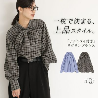 nOrLABEL(ノアールレーベル)リボンタイ付きラグランブラウス
