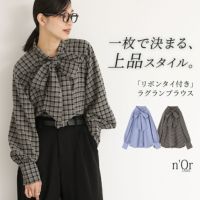 nOrLABEL(ノアールレーベル)リボンタイ付きラグランブラウス