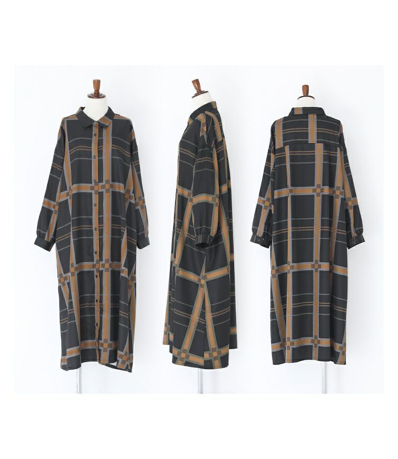 n'OrLABELビッグチェック柄シャツワンピース』
