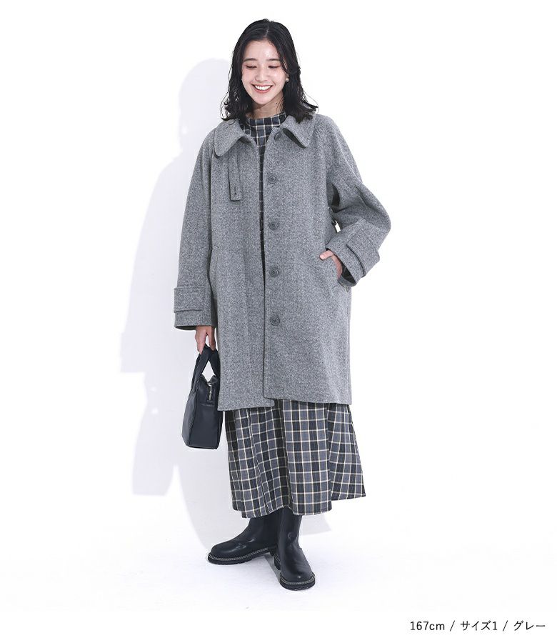 n'OrLABELタブ付きチェックワンピース』