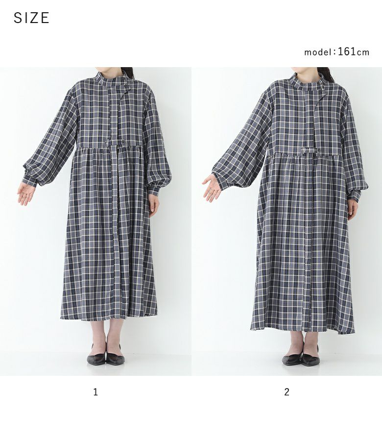 n'OrLABELタブ付きチェックワンピース』