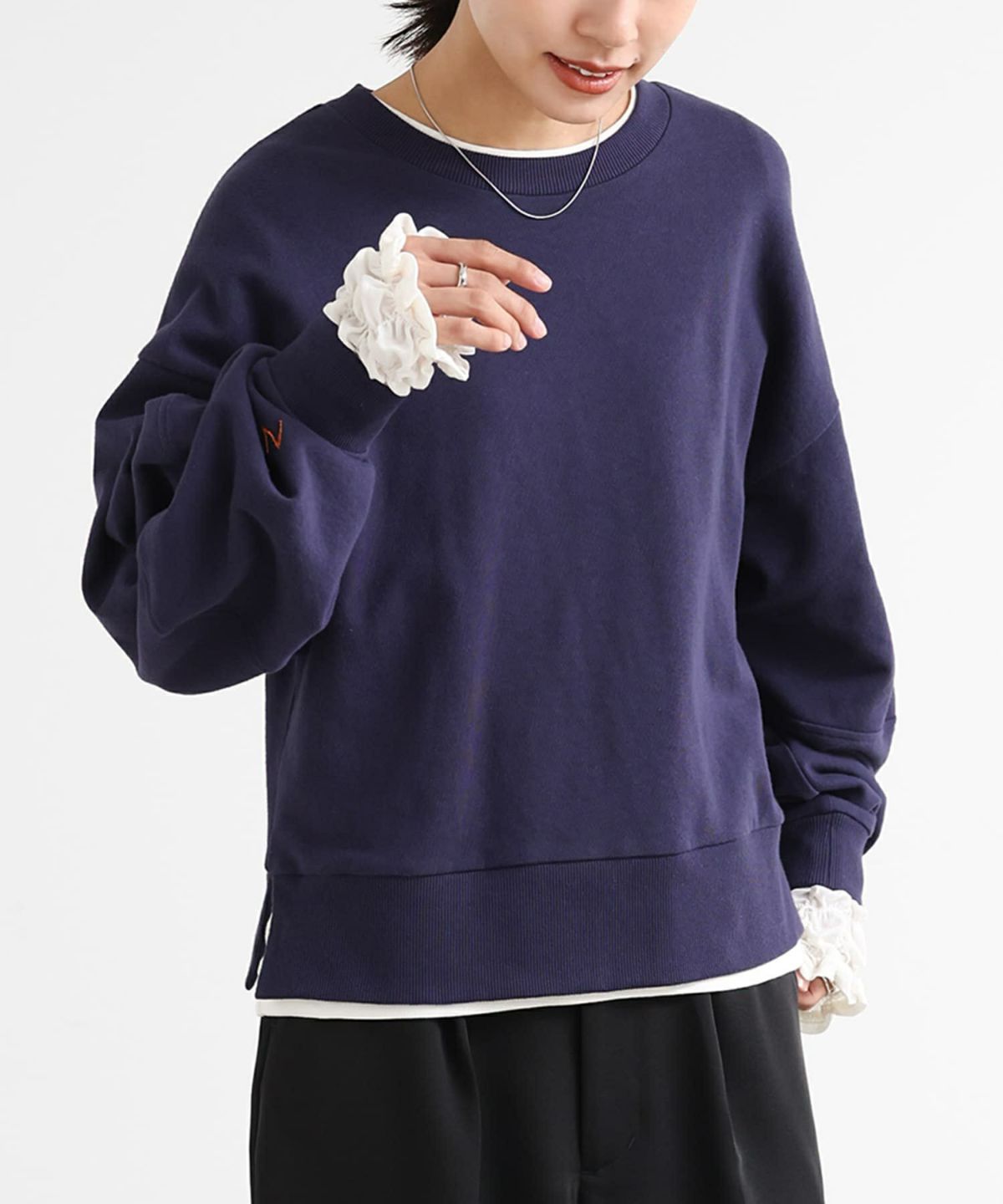 袖シャーリングカットソー S~M オフホワイト 袖シャーリングカットソー S~M オフホワイト
