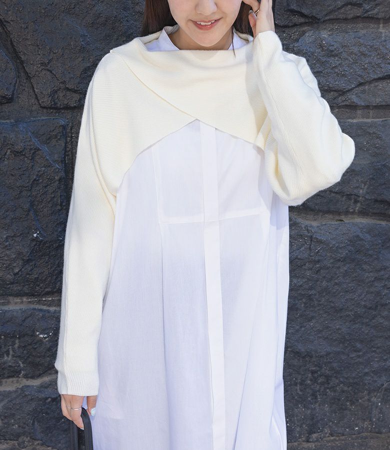 2wayクロスショートニット【20】【SALE】 M アイボリー 2wayクロスショートニット【20】【SALE】 M アイボリー