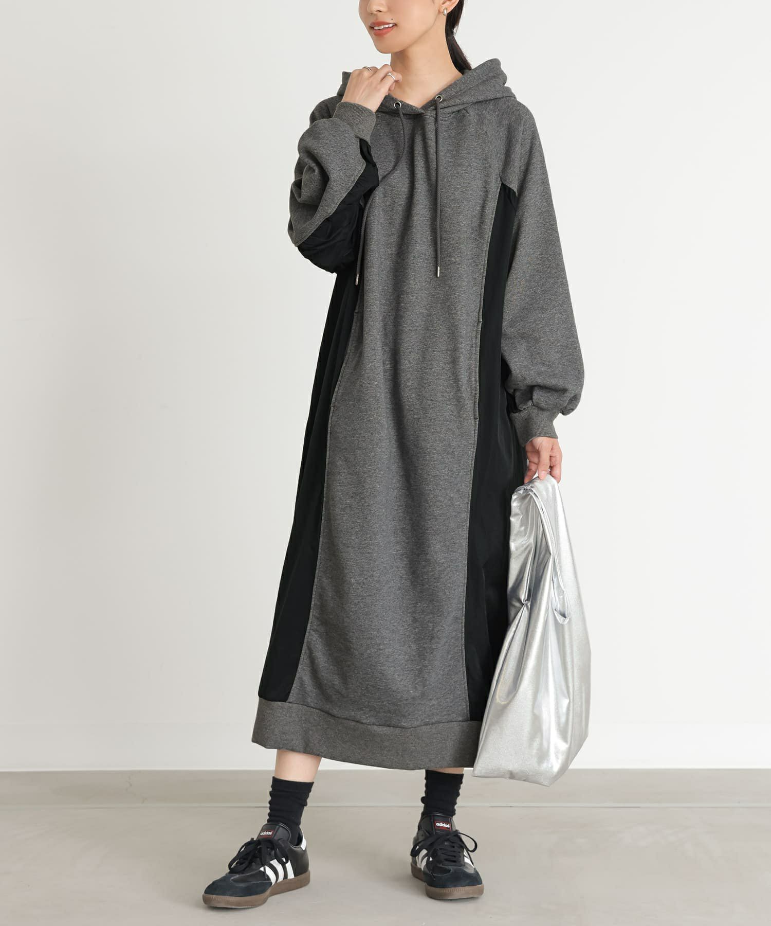 n'OrLABEL異素材配色スウェットワンピース』