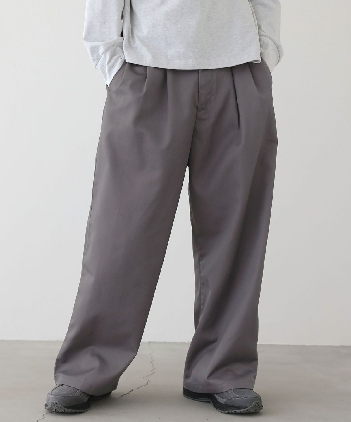 ツイルワイドパンツ【20】【SALE】 M グレー ツイルワイドパンツ【20】【SALE】 M グレー