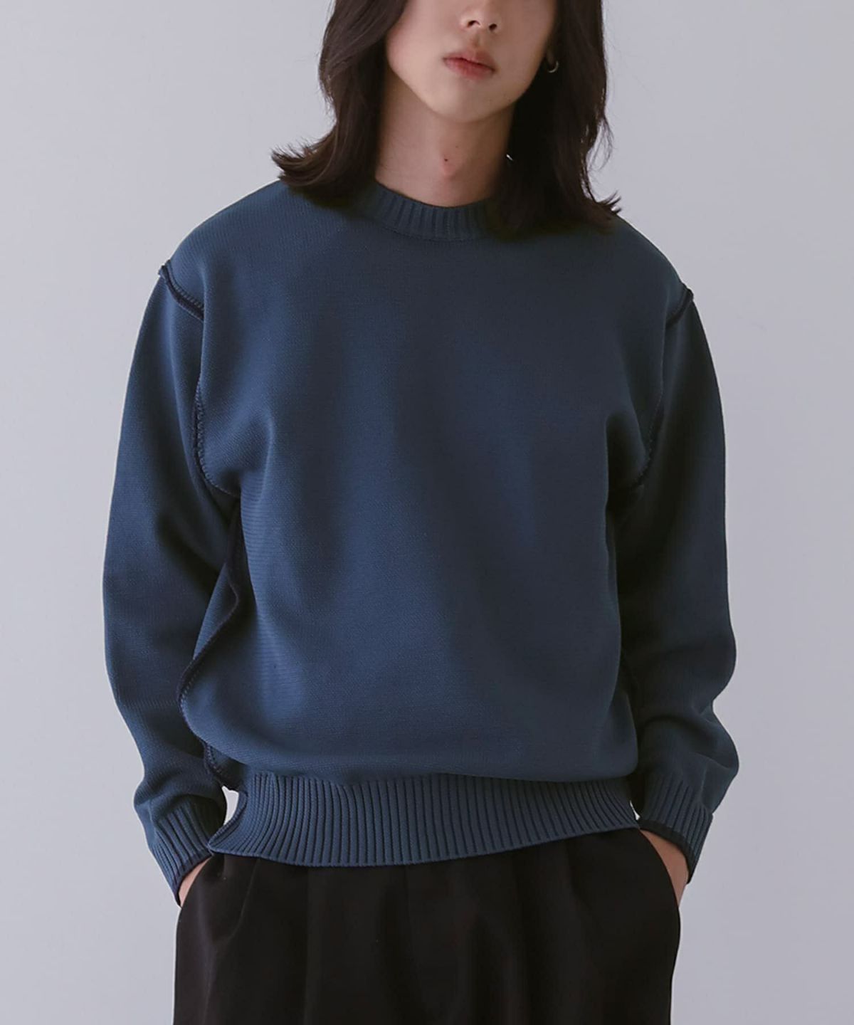 配色ラインニット【30】【SALE】 M ブルー 配色ラインニット【30】【SALE】 M ブルー