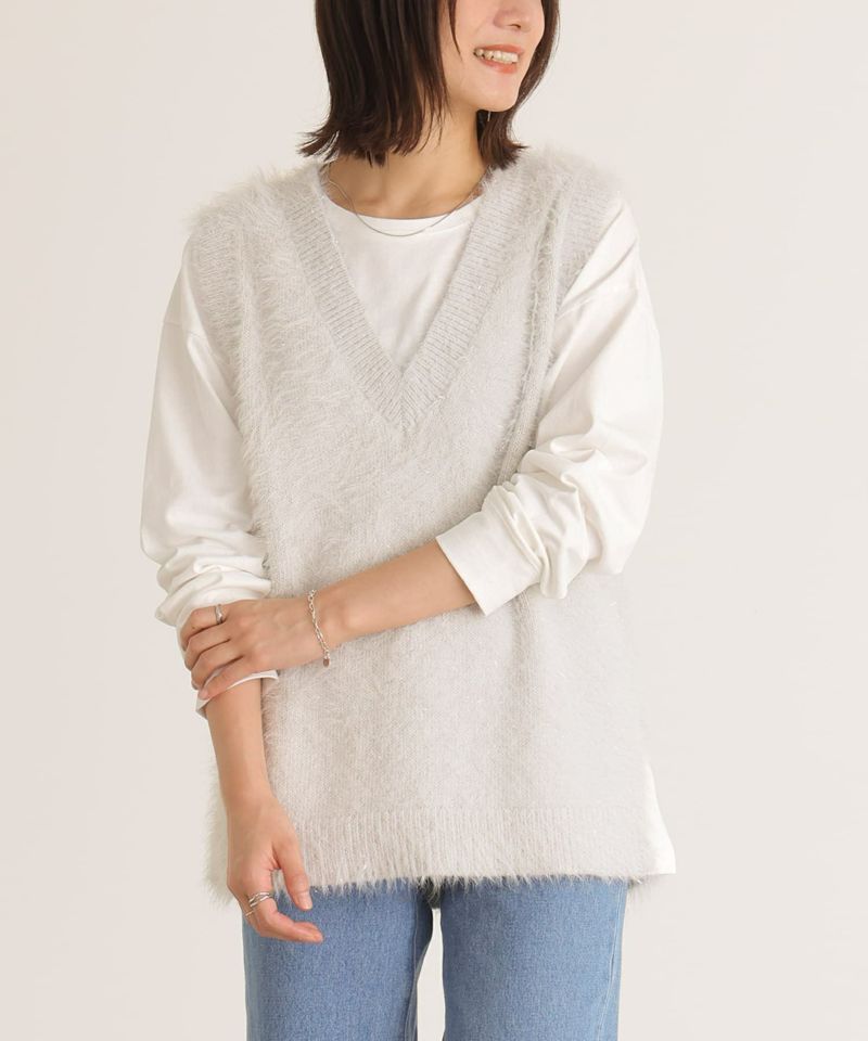 オアーノ　ニットベスト　ホワイト　L オアーノ ニットベスト ホワイト L 再販】2024AW_ベスト（10月注文受付