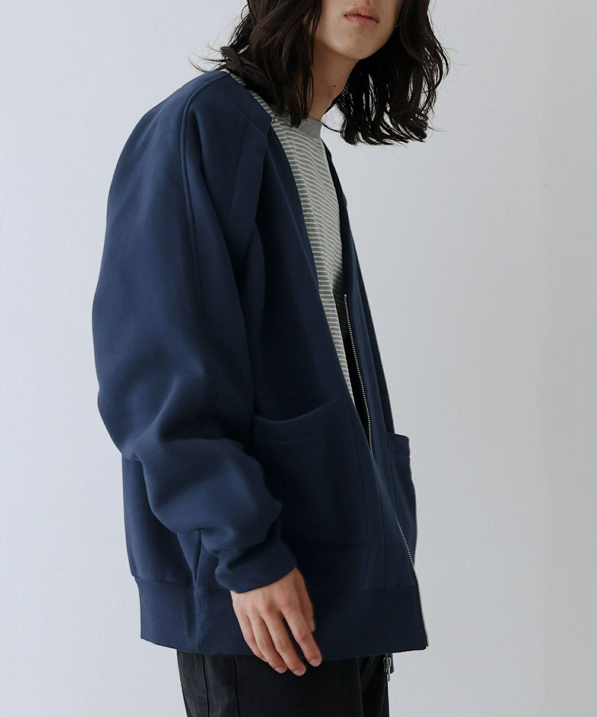 裏起毛ジップアップカーディガン【30】【SALE】 M ネイビー 裏起毛ジップアップカーディガン【30】【SALE】 M ネイビー