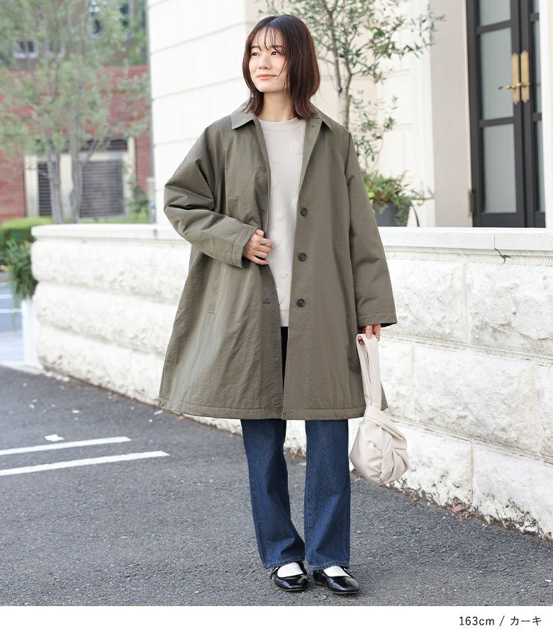 DANTON 中綿キルト ナイロン ステンカラーコート ロング 日本製 手洗い可 DANTON（ダントン）の「DANTON | ナイロン 中綿コート WOMEN