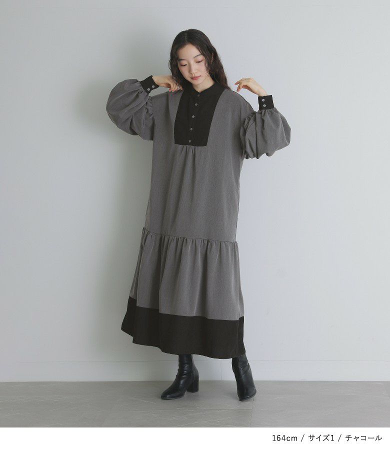 somari imagination配色ティアードワンピース』