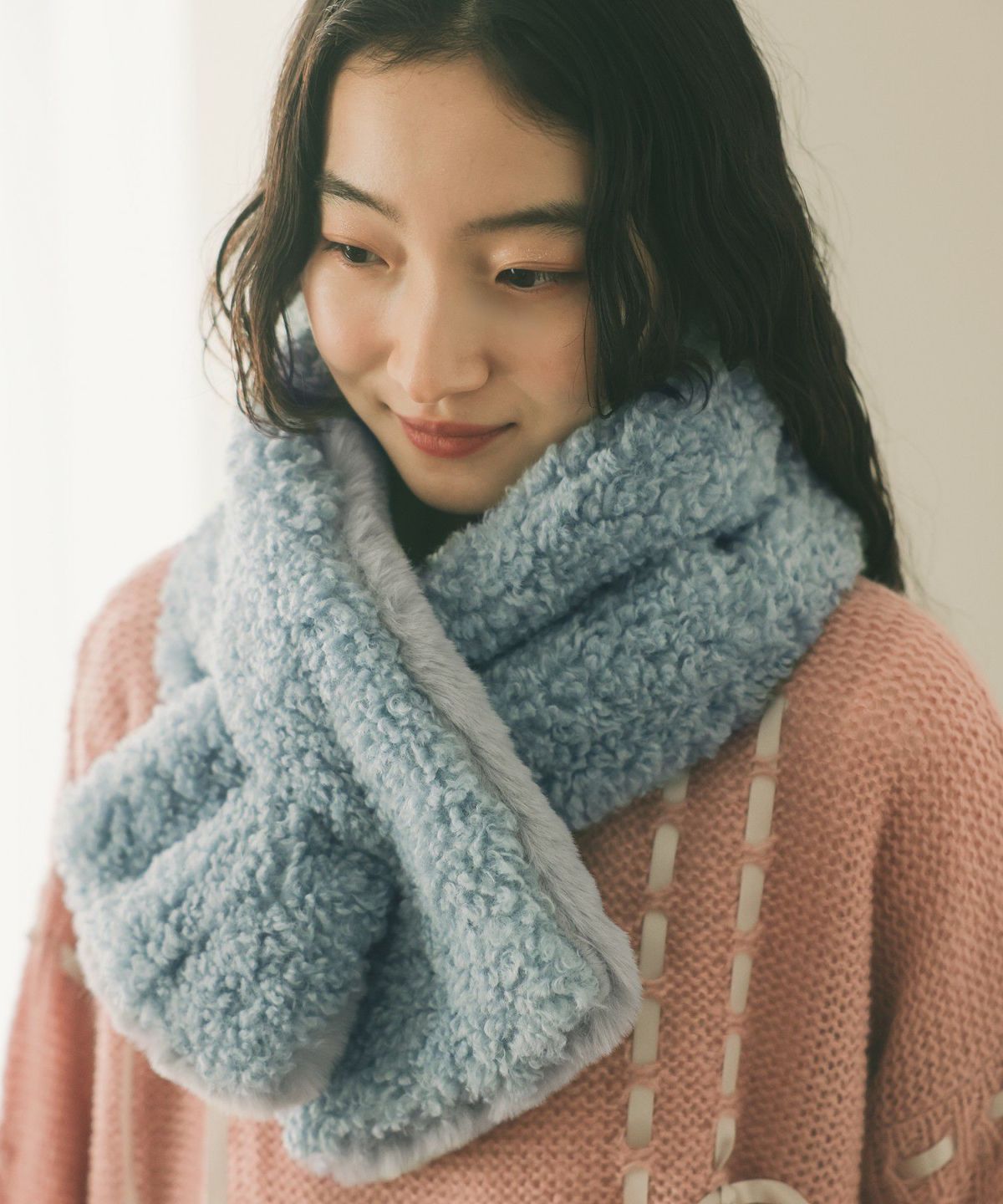 Casseliniリバーシブルティペット【20】 - グレイッシュブルー Casseliniリバーシブルティペット【20】 - グレイッシュブルー