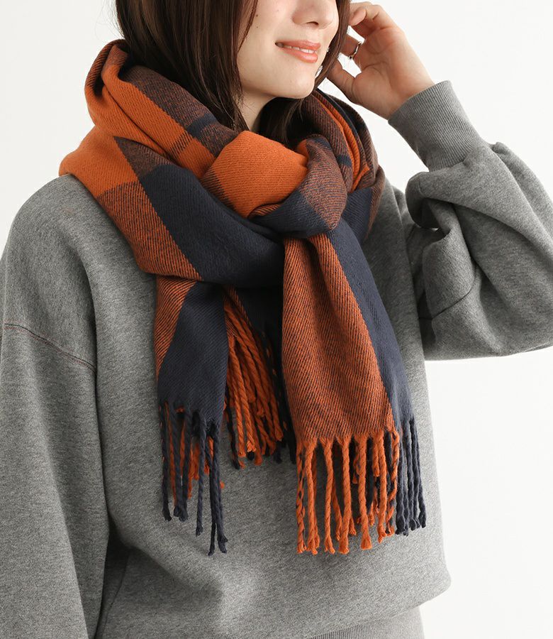 大判チェック柄ストール』