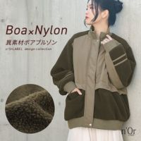 nOrLABEL(ノアールレーベル)ボア切り替え中綿ブルゾン