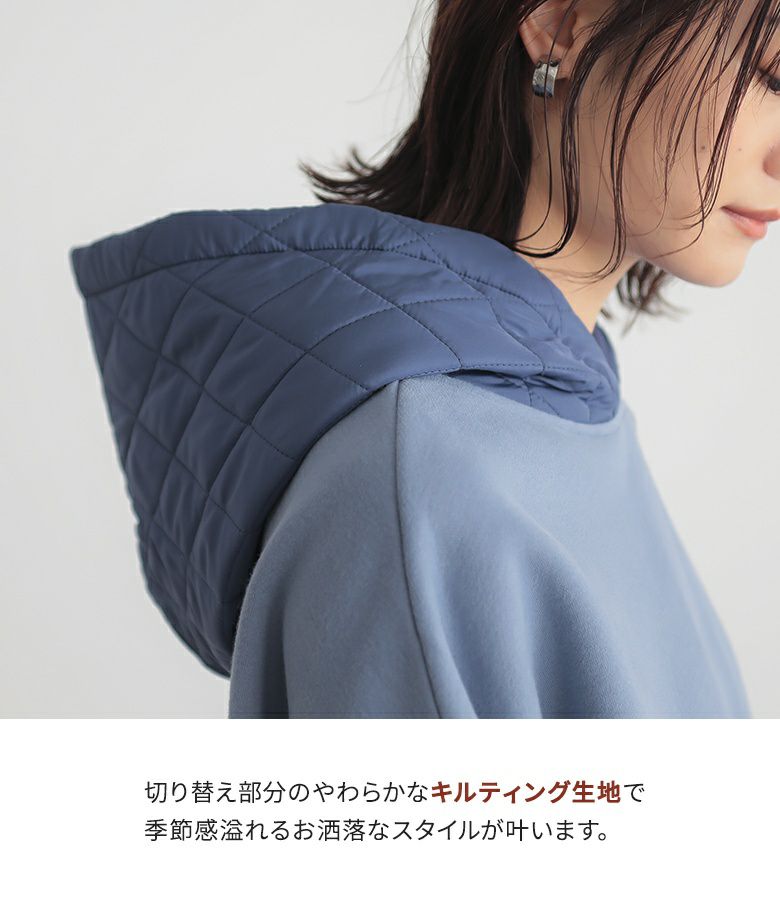 美品✨ディーゼル　現行タグ　中綿切替　パーカー　キルティング　グレー　XL相当 キルティング切り替え パーカー レディース トップス 送料無料・再再販