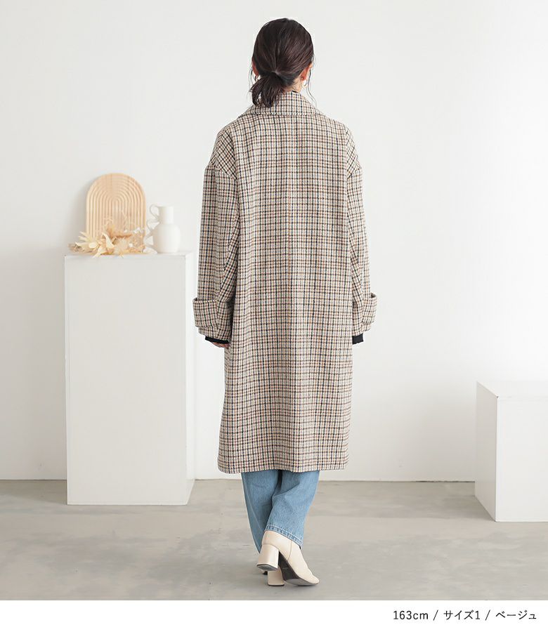 n'OrLABELチェック柄ダブルテーラードコート』