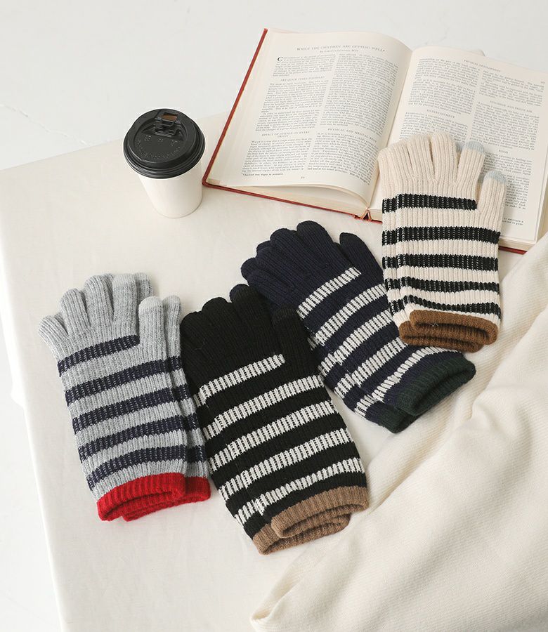ボーダー柄手袋』