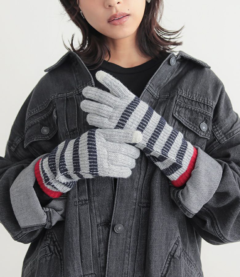 ボーダー柄手袋』