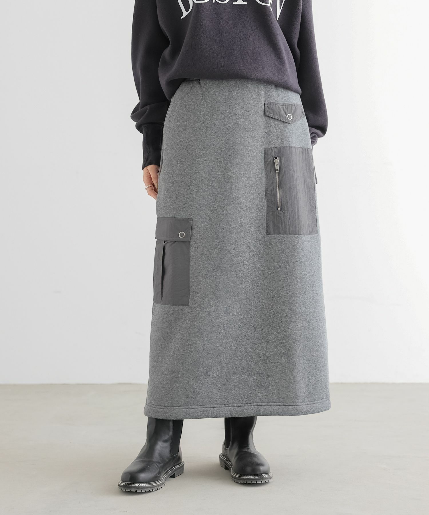 n'OrLABEL裏起毛ナイロンポケットスカート』