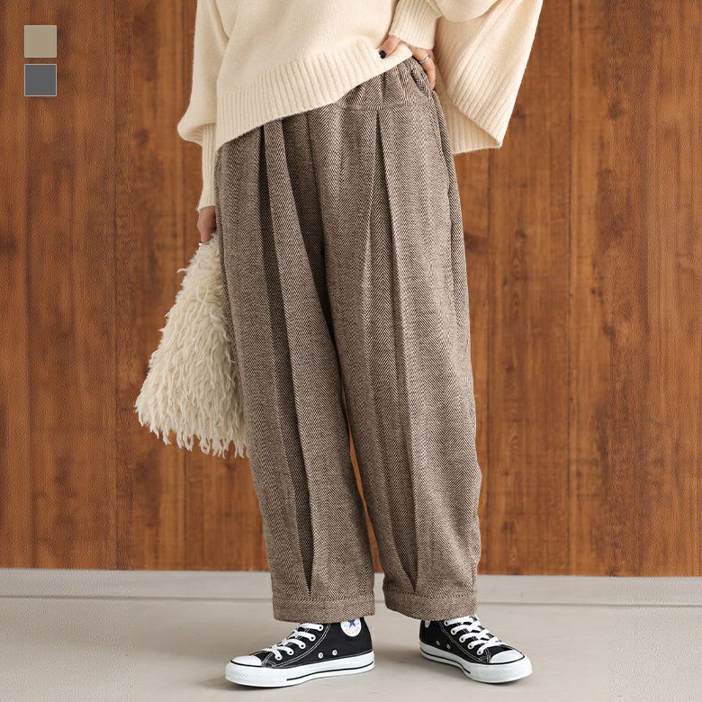 エントワワイドパンツ □風の栖 苦しかっ ひざっこパンツ