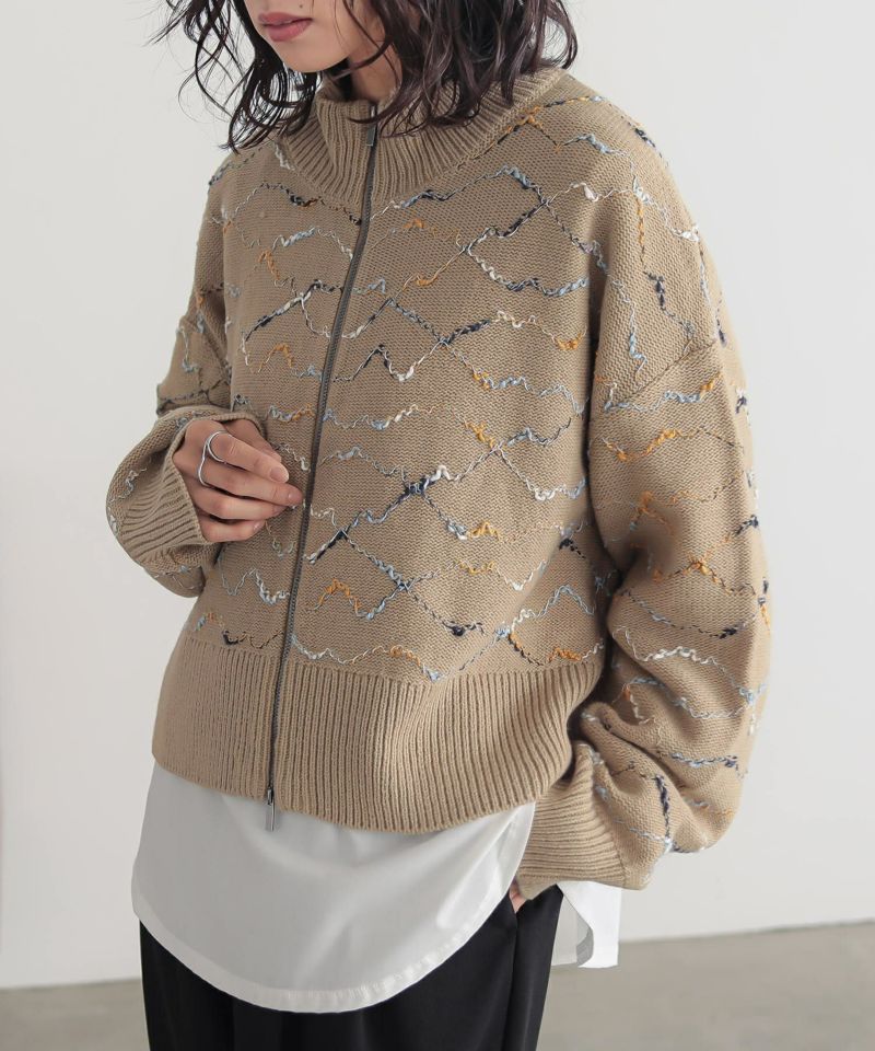 n'OrLABELネップラインジップニットカーディガン』