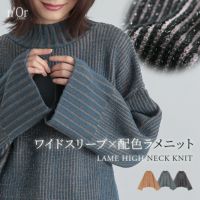 nOrLABEL(ノアールレーベル)配色二重臼ラメハイネックニット