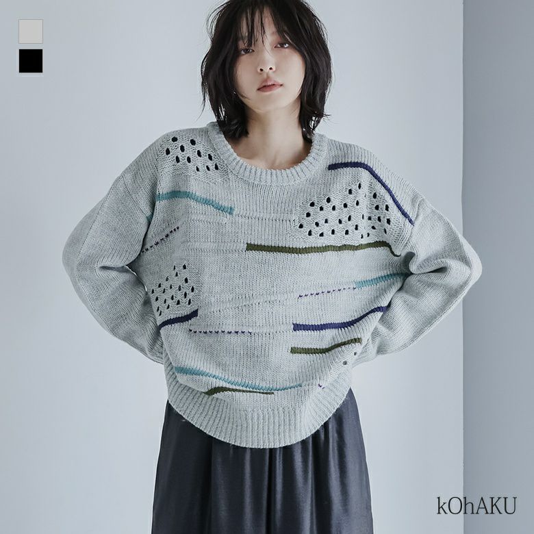kOhAKU(コハク)配色ラインニット